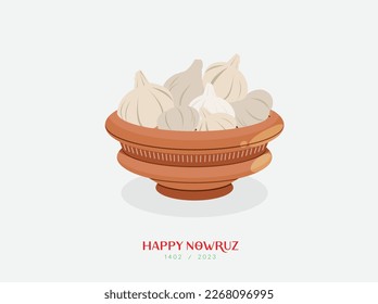 Garlic is a symbol of Ahura Mazda and a symbol of health and well-being. This material can be used to have a disease-free year on the Haft Sin table. happy nowruz. Iranian new year