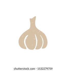 Garlic symbol isolated on transparent background. Filled icon. Colorful pictogram original design. Can be used for infographics, identity or decoration. Vector illustration