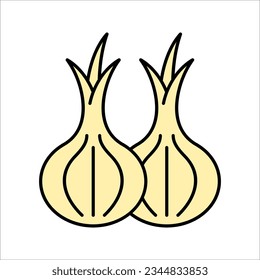 Garlic thin line vector icon. Isolated condiment linear style for menu, label, logo. vector illustration on white background