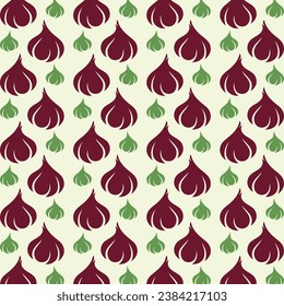 Garlic trendy design colorful seamless pattern beautiful vector illustration background