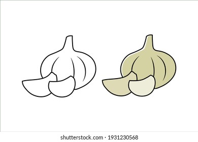 
Garlic vector icon. Garlic for coloring book. Natural food for healthy nutrition isolated on white background.