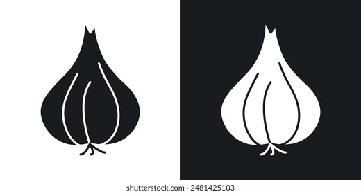 Garlic vector icon set in black color.