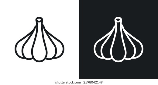 Garlic vector icon set in black and white color.