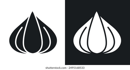 Garlic vector icon set in solid style.