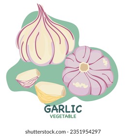 Ajo, ilustración vectorial, edición sencilla, fondo blanco.