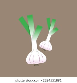 Ilustración vectorial de ajo, icono plano de ajo