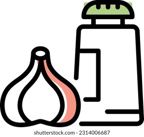 garlic Vector illustration on a transparent background. Premium quality symmbols. Line Color vector icons for concept and graphic design.