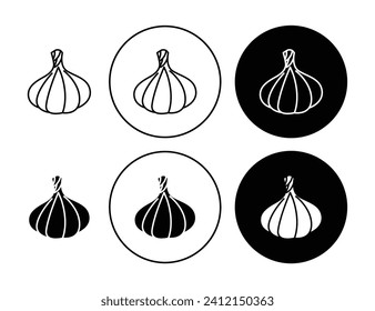 Knoblauch-Vektorgrafik-Set. Geschmackvolles Knoblauchzeichen, geeignet für Apps und Websites UI Design Stil.