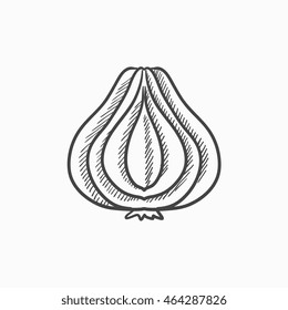 Garlic vector sketch icon isolated on background. Hand drawn Garlic icon. Garlic sketch icon for infographic, website or app.