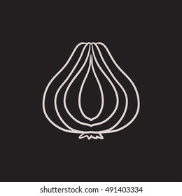 Garlic vector sketch icon isolated on background. Hand drawn Garlic icon. Garlic sketch icon for infographic, website or app.