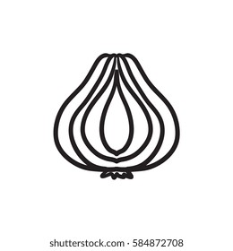 Knoblauch-Vektorgrafik-Symbol einzeln auf Hintergrund. Handgezeichnete Knoblauchsymbol. Knoblauchskizze für Infografik, Website oder App.