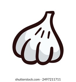 Garlic Vegetable Cartoon Icon Illustration.