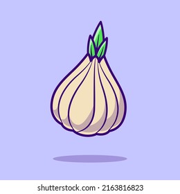 Garlic Vegetable Cartoon Vector Icon Illustration. Food Nature Icon Concept Isolated Premium Vector. Flat Cartoon Style