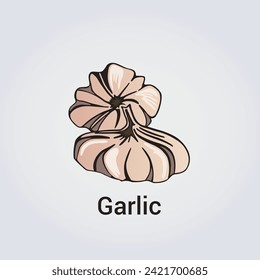 Garlic Vegetable Illustration Icon - Vector Design Elements - Hand drawn 