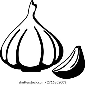 Garlic vegetable mono shadow illustration