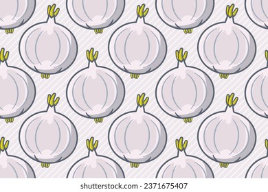 garlic vegetable seamless pattern vector illustration 