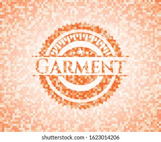 Garment abstract orange mosaic emblem with background