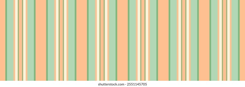 Garment background seamless textile, pastel vertical fabric vector. Panjabi lines stripe pattern texture in orange and green colors palette.