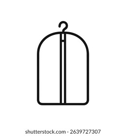 Garment bag icon minimalist black outline. Icon symbol illustration