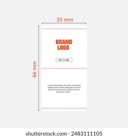 Plantilla de Ilustración vectorial de diseño de etiqueta de cuidado de prendas de vestir con detalles de medidas. Uso para el diseño de todo tipo de ropa 