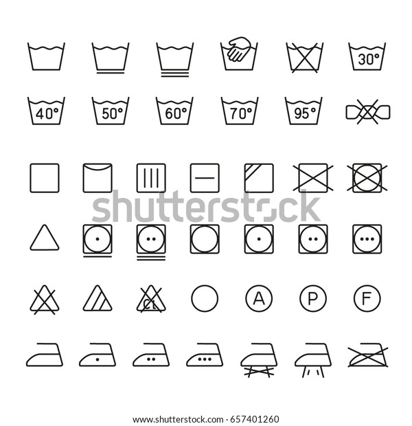 Garment Care Symbols Thin Monochrome Icon Stock Vector (Royalty Free ...