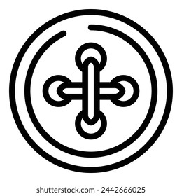 Vector de contorno de icono de sujetador de ropa. Industria textil de tela. Confección de equipos de agujas