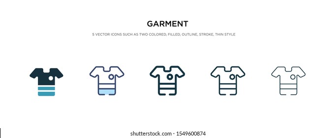 garment icon in different style vector illustration. two colored and black garment vector icons designed in filled, outline, line and stroke style can be used for web, mobile, ui