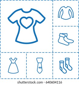 Garment icon. set of 6 garment outline icons such as dress, socks, blouse, tie