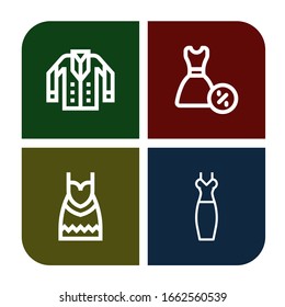 garment icon set. Collection of Jacket, Dress icons