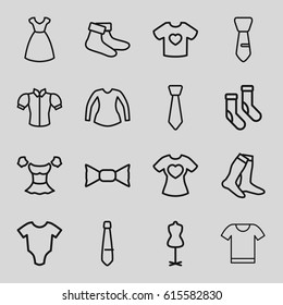 Garment icons set. set of 16 garment outline icons.