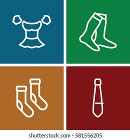 garment icons set. Set of 4 garment outline icons such as socks, blouse