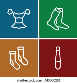 Garment icons set. set of 4 garment outline icons such as socks, blouse