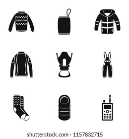 Garment icons set. Simple set of 9 garment vector icons for web isolated on white background