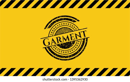 Garment inside warning sign, black grunge emblem. Vector Illustration. Detailed.