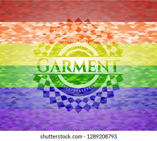 Garment on mosaic background with the colors of the LGBT flag