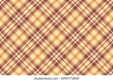 Garment pattern tartan check, newborn seamless vector background. Naked texture plaid textile fabric in red and amber colors palette.