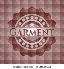 Garment red badge with geometric background. Seamless. 