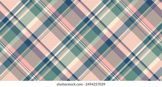 Garment seamless tartan check, bandana fabric textile texture. Decoration vector plaid pattern background in red and pastel colors palette.