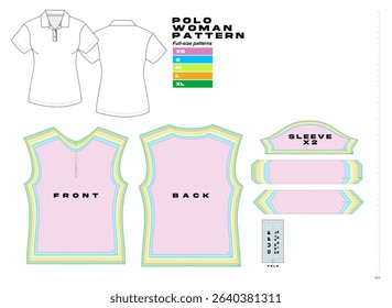 garment sewing pattern, urban clothes pattern. different sizes, polo shirt oversize pattern, woman clothing sewing