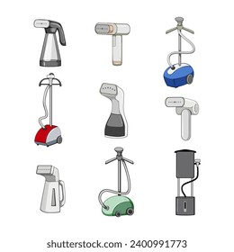 garment steamer set cartoon. clothes handheld, laundry wash, emblem repair garment steamer sign. isolated symbol vector illustration