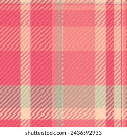 Garment texture fabric background, trade check tartan pattern. Custom seamless vector plaid textile in red and light coral colors.