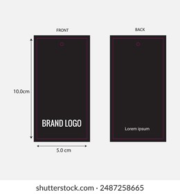 Garments hang tag vector illustration black color template front and back views