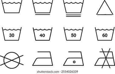 Garments washing symbols vector on white background
