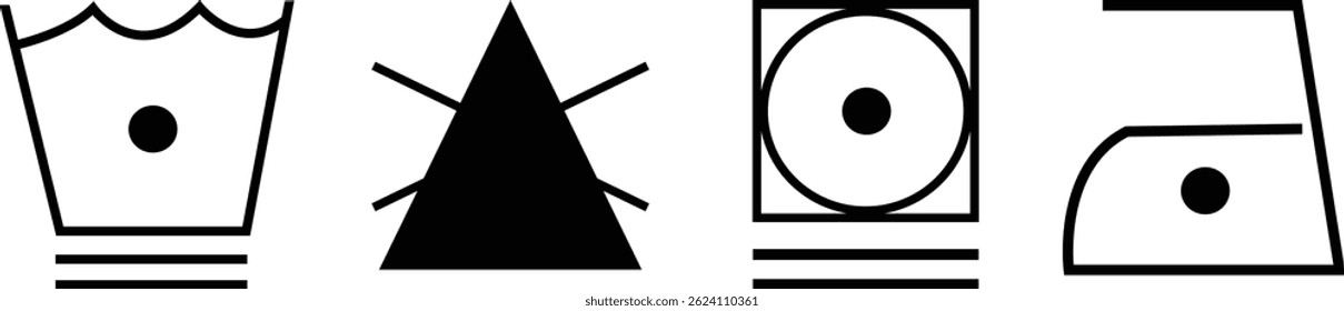 Garments washing symbols vector on white background