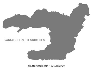 Garmisch-Partenkirchen administration area map grey illustration silhouette