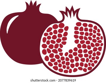 Fruta de los granos. Ilustración vectorial plana del segmento de fruta granada.