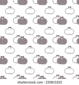 Garnet fruits vector seamless pattern - pomegranates minimal texture