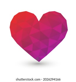Garnet Heart Red Low Poly Icon Texture. Illustration Design Love Emotion Emoji. Polygon Style Vector Symbol.