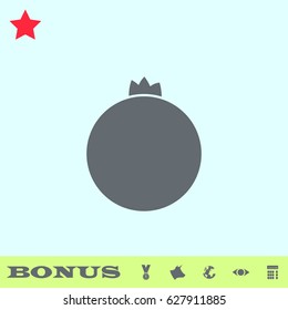 Garnet icon flat. Grey pictogram on blue background. Vector illustration symbol and bonus buttons medal, cow, earth, eye, calculator