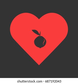Garnet icon flat. Simple pictogram on heart background. Vector illustration symbol